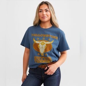 Junk Food Clothing Yellowstone Dutton Ranch T-Shirt, Blue - Size XL
